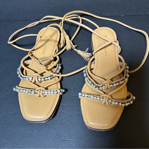 Anthropologie Puka Ankle -Tie Sandals Size 6 - Picture 2 of 7